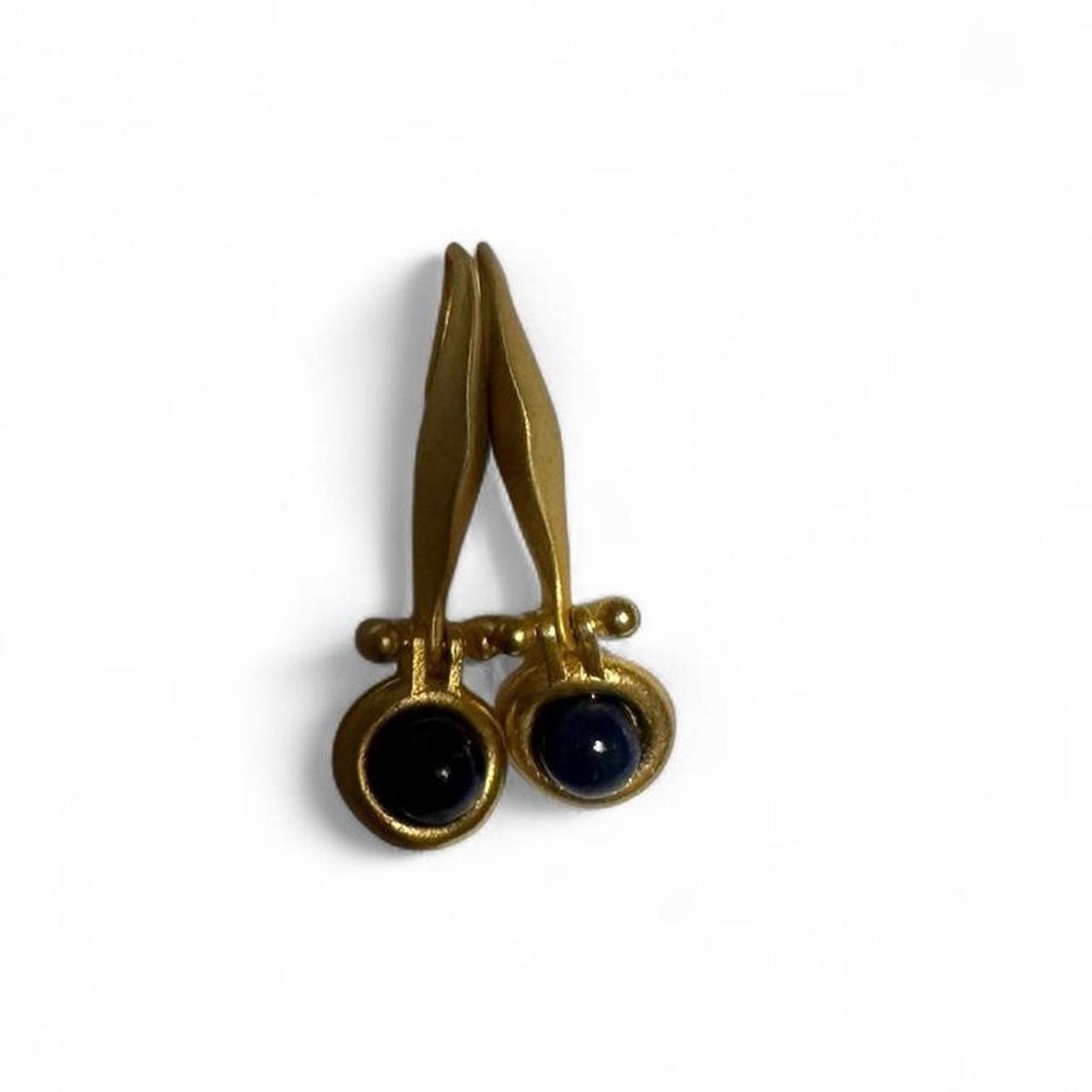 Gold and blue Drop Earrings